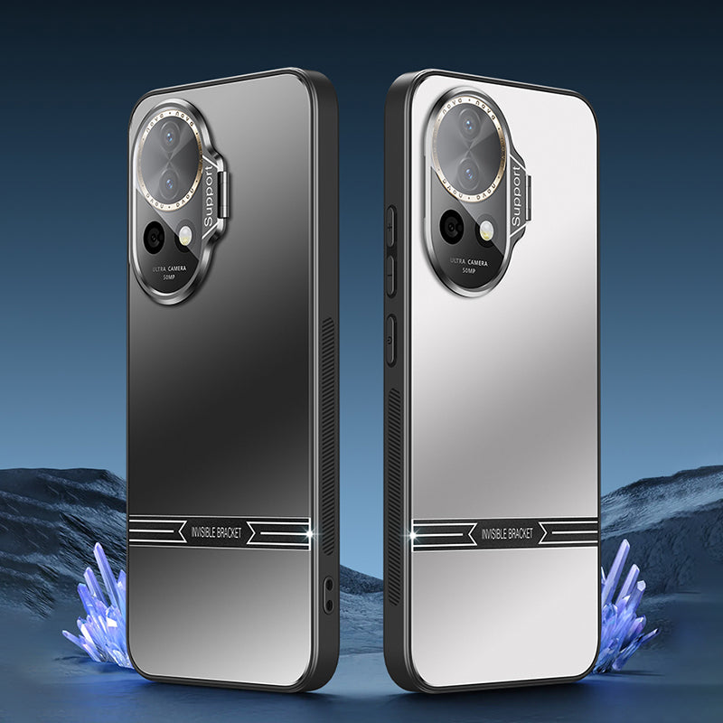 Kickstand Phone Case for Huawei nova 12 5G Matte PC+TPU Shell with Tempered Glass Lens Cover Kickstand Phone Case for Huawei nova 12 5G Matte PC+TPU Shell with Tempered Glass Lens Cover